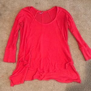 Pink/red free people long sleeve top